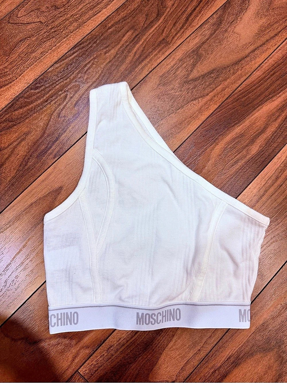 Moschino White Logo Band Bra